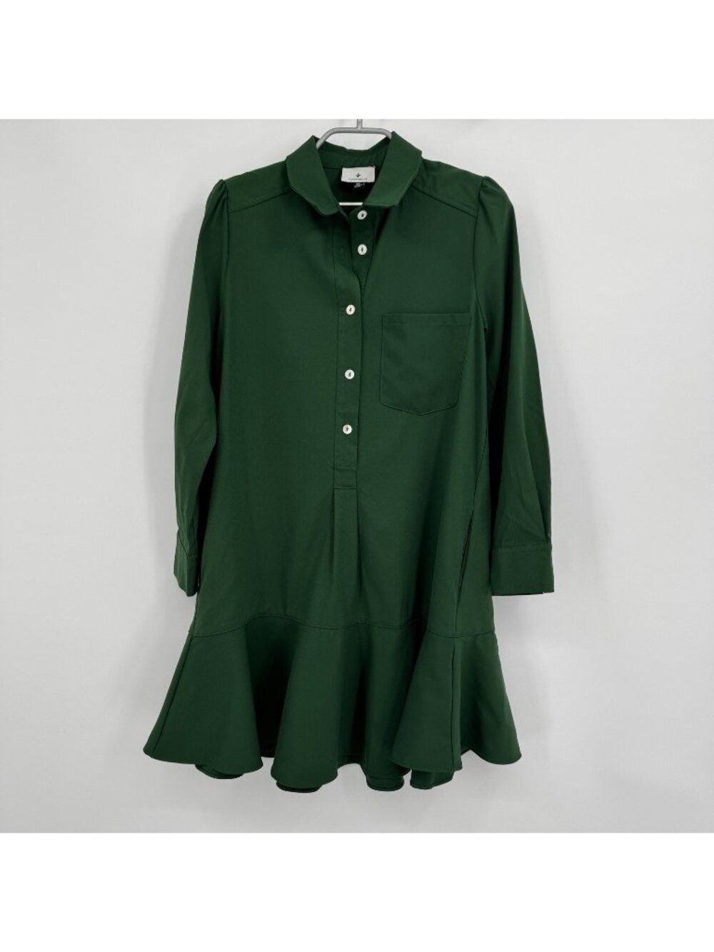 Tuckernuck Hunter Green Crepe Callahan Shirt Dress size XS Mini NWOT